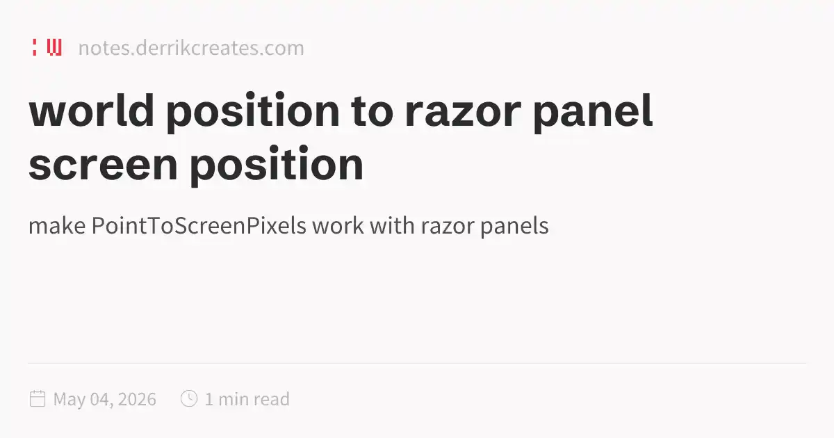 world position to razor panel screen position
